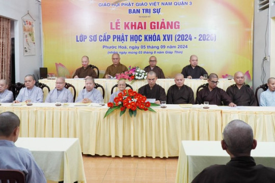 Lớp Sơ cấp Phật học Q.3 khai giảng cho Tăng Ni sinh khóa XVI năm học 2024-2026